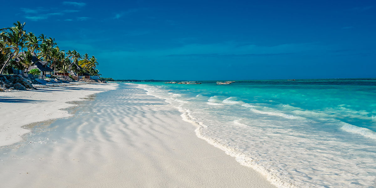 Zanzibar coastline, white sand and turquoise water
