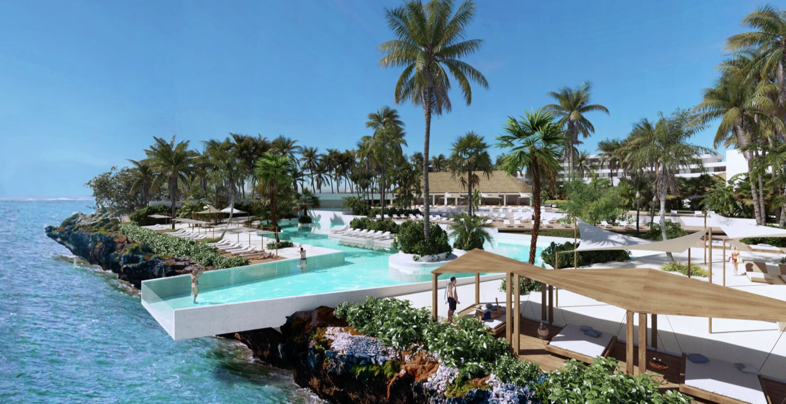 Nungwi Beach Club — infinity pool over the rocks, render